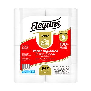 Papel Higiênico Rolão Mili Elegans Soft Duo 29g - 10cmx250m - 08 Rolos