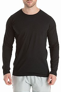 Camiseta Algodão Lisa Manga Longa Masculina Preta