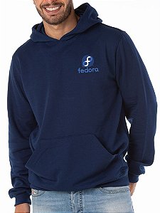 Moletom com Capuz e Bolso Sistema Linux FEDORA Bordado