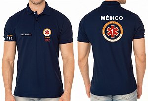 Camisa Polo Masculino Médico Samu Bordado