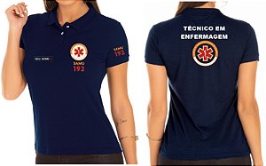 Camisa Polo Feminino Técnica Enfermagem Samu Bordado