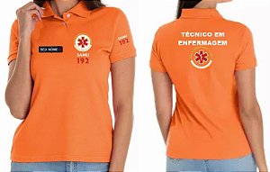 Camisa Polo Feminino Técnica Enfermagem Samu Bordado