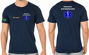 Camiseta Algodão Masculino Técnico Enfermagem Bordado