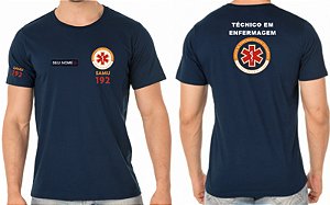 Camiseta Algodão Masculino TÉCNICO ENFERMAGEM SAMU 192 Bordado