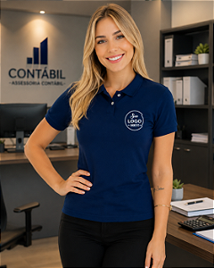 Camisa Polo Feminino Personalizado Sua Logomarca Bordada Peito