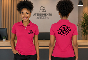 Camisa Polo Feminino Personalizado Sua Logomarca Bordado Peito e Costas