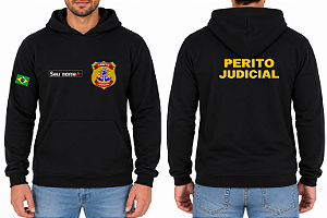 Casaco Moletom Masculino Capuz e Bolso PERITO JUDICIAL Bordado