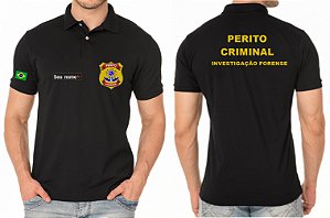 Camisa Polo Masculino PERITO CRIMINAL INVESTIGAÇÃO FORENSE Bordado
