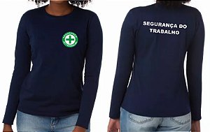 Camiseta Algodão Feminino Manga Longa SEGURANÇA DO TRABALHO Bordado