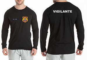 Camiseta Algodão Masculino Manga longa VIGILANTE Bordado