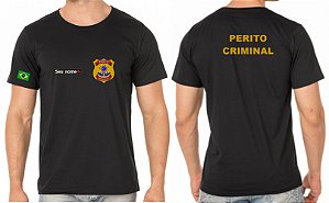 Camiseta Algodão Masculino PERITO CRIMINAL Bordado