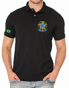 CAMISA POLO MASCULINO BRASÃO FEDERAL BORDADO