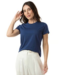 Camiseta Algodão Egípcio Feminina Azul Marinho