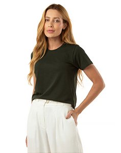 Camiseta Algodão Egípcio Feminina Verde Musgo