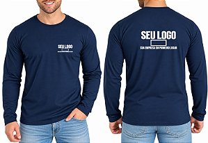 Camiseta Masculina Manga Longa PERSONALIZADO SUA LOGOMARCA Bordado