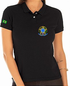 CAMISA POLO FEMININO BRASÃO FEDERAL BORDADO