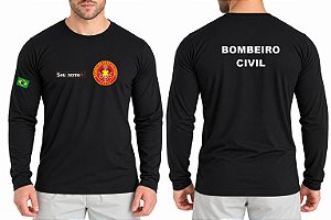 Camiseta Masculina Manga Longa BOMBEIRO CIVIL Bordado