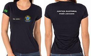 CAMISETA FEMININA JUSTIÇA ELEITORAL BORDADO