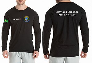 CAMISETA MASCULINO MANGA LONGA JUSTIÇA ELEITORAL BORDADO