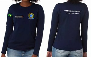 CAMISETA FEMININO MANGA LONGA JUSTIÇA ELEITORAL BORDADO