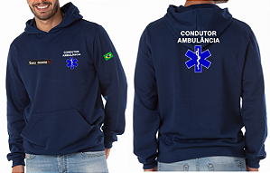 Casaco Moletom Capuz e Bolso CONDUTOR AMBULÂNCIA mod3 Bordado