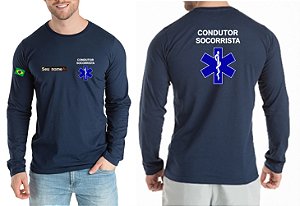 Camiseta Masculino Manga Longa CONDUTOR SOCORRISTA Bordado