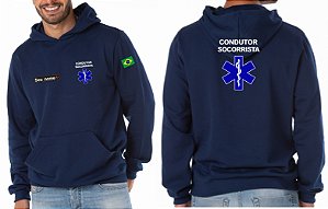 Casaco Moletom Capuz e Bolso CONDUTOR SOCORRISTA Bordado