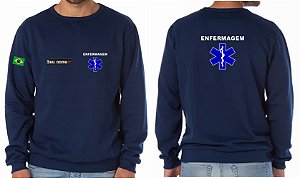 Casaco Moletom Blusão Masculino ENFERMAGEM + CRUZ VIDA Bordado