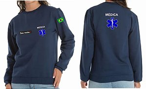 Casaco Moletom Blusão Feminino MÉDICA + CRUZ VIDA Bordado