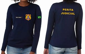Camiseta Feminina Manga Longa PERITA JUDICIAL Bordado