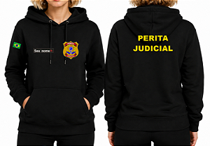 Casaco Moletom Feminino Capuz e Bolso PERITA JUDICIAL Bordado