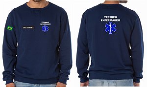 Casaco Moletom Blusão Masculino TÉCNICO ENFERMAGEM + CRUZ VIDA Bordado