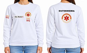 Casaco Moletom Blusão Feminino ENFERMEIRA SAMU Bordado