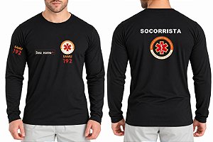 Camiseta Masculino Manga Longa SOCORRISTA SAMU Bordado