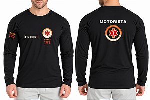 Camiseta Masculino Manga Longa MOTORISTA SAMU Bordado
