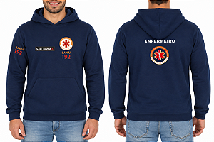 Casaco Moletom Capuz e Bolso Masculino ENFERMEIRO SAMU Bordado