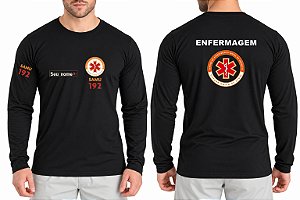 Camiseta Masculino Manga Longa ENFERMAGEM SAMU Bordado