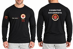 Camiseta Masculino Manga Longa CONDUTOR SOCORRISTA SAMU Bordado