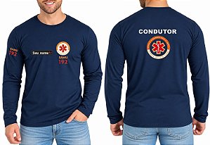 Camiseta Masculino Manga Longa CONDUTOR SAMU Bordado