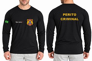 Camiseta Masculino Manga Longa PERITO CRIMINAL Bordado
