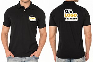Camisa Polo Masculino Personalizado Sua Logomarca Bordado Peito e Costas