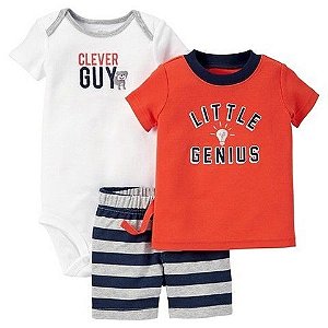 Conjunto 3 peças laranja e azul marinho Just one You made by CARTERS