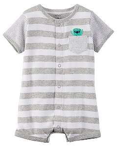 Romper em malha cinza e branco Monstrinho - CARTERS