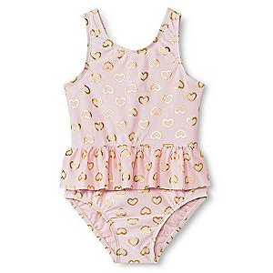 Maiô com proteção UV 50+ corações dourados Just one You made by CARTERS