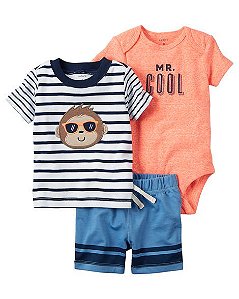 Conjunto 3 peças Macaquinho com óculos - CARTERS