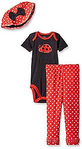 Conjunto 3 peças vermelho e preto Joaninha - GERBER