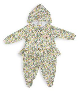 Macacão plush floral com capuz - Keko Baby