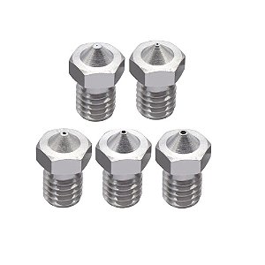 5x Bico E3D V6 Aço Inoxidável 0.8mm 1.75mm