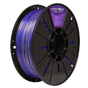 Filamento PLA Duo Color Azul Safira e Dourado V-Silk High Speed | 1,75mm | 1Kg | Voolt3D