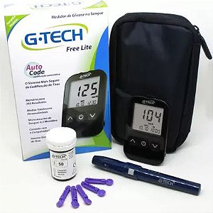 Kit Medidor de Glicose Free Lite Completo - G-Tech